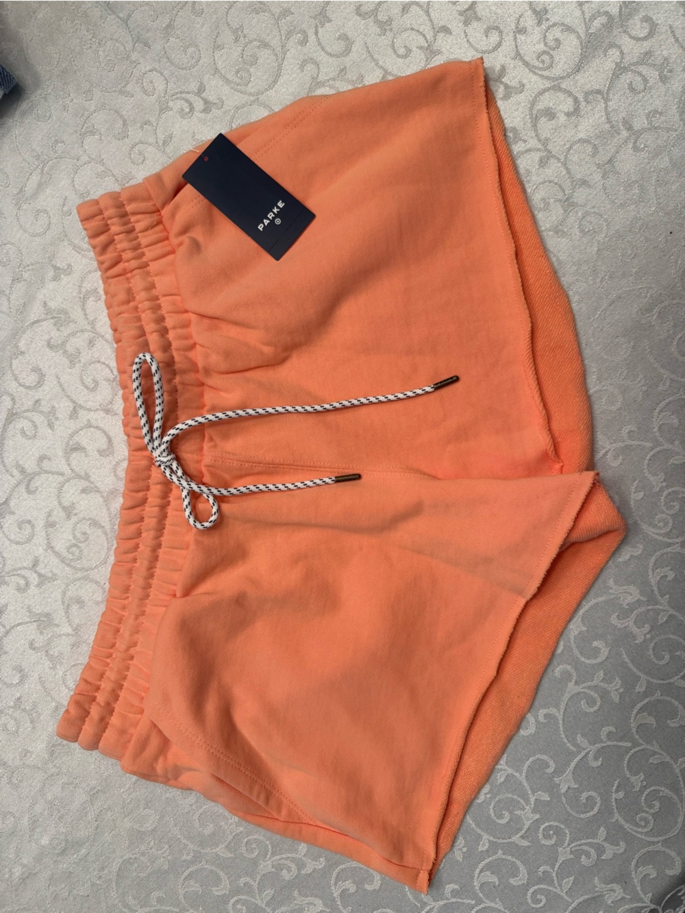 PARKE Coral-Orange Elastic Waist Shorts